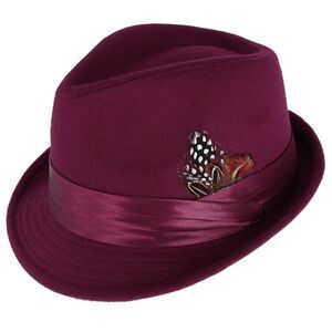 Kenny K Men's Dressy Faux Felt Fedora with Feather
